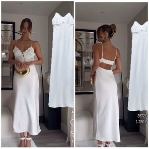 Zara White Dress with Gold Accents